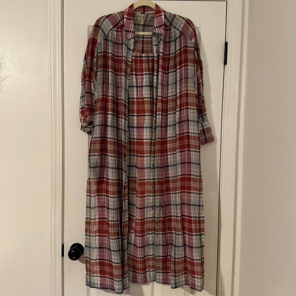 Free People Plaid Duster